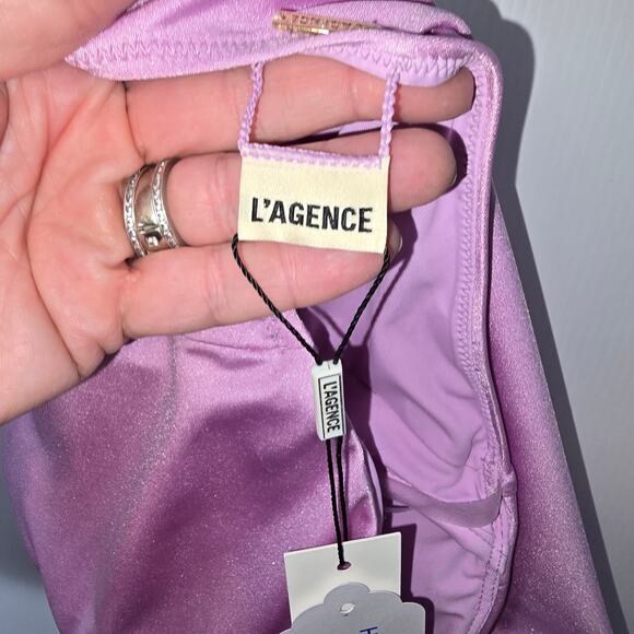 L'Agence Leila Halter One Piece Swimsuit in Lilac Gold Chain Underwire S NEW - Picture 4 of 9